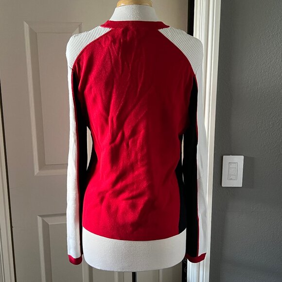 NWT BANANA REPUBLIC Lenzing Ecovero Splash Sweater XL Red/White/Black Apres Ski - Picture 3 of 5